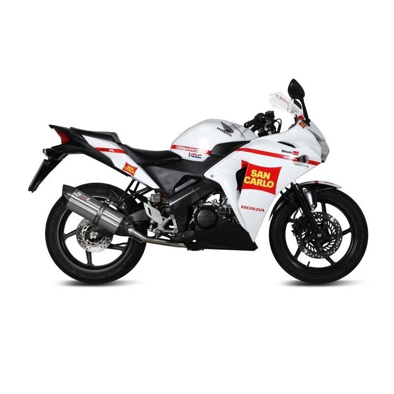 IMPIANTO DI SCARICO COMPLETO MIVV SUONO PER HONDA CBR 125 R 2011-2018, DEKAT ACCIAIO/CARBONIO